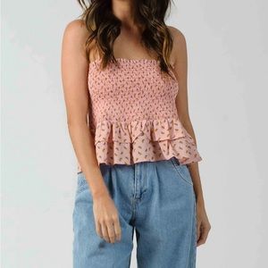 Lucca size Large pink, floral smocked, ruffle